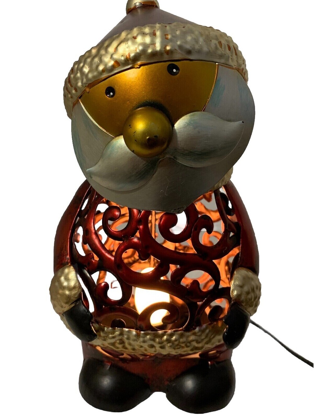 Santa Metal Art Deco/ Rustic/ Tin Electric Luminary Lamp On/Off Switch Cord
